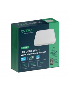 76681-24-Plafoniera LED Quadrata  Chip Samsung con Telecomando e Sensore di Movimento a Microonde Colore Bianco  IP-1 2