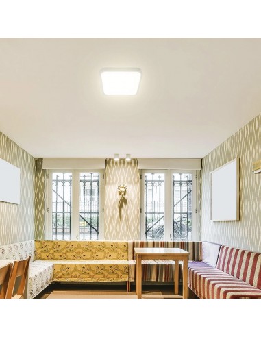 76681-24-Plafoniera LED Quadrata  Chip Samsung con Telecomando e Sensore di Movimento a Microonde Colore Bianco  IP-4