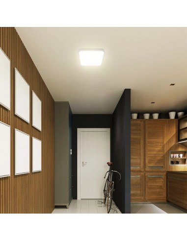 76681-24-Plafoniera LED Quadrata  Chip Samsung con Telecomando e Sensore di Movimento a Microonde Colore Bianco  IP-5