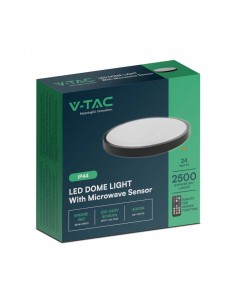 76701-Plafoniera LED Rotonda  con Telecomando e Sensore di Movimento a Microonde Colore Nero  IP-1 2