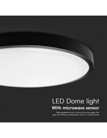 76701-24-Plafoniera LED Rotonda  Chip Samsung con Telecomando e Sensore di Movimento a Microonde Colore Nero  IP-6