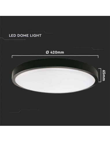 7671-Plafoniera LED Rotonda  con Sensore di Movimento a Microonde Colore Nero  IP-3