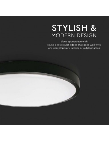 7671-Plafoniera LED Rotonda  con Sensore di Movimento a Microonde Colore Nero  IP-7