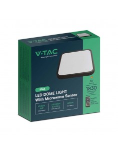 76721-Plafoniera LED Quadrata  con Telecomando e Sensore di Movimento a Microonde Colore Nero  IP-1 2