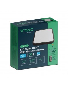 76721-24-Plafoniera LED Quadrata  Chip Samsung con Telecomando e Sensore di Movimento a Microonde Colore Nero  IP-1 2