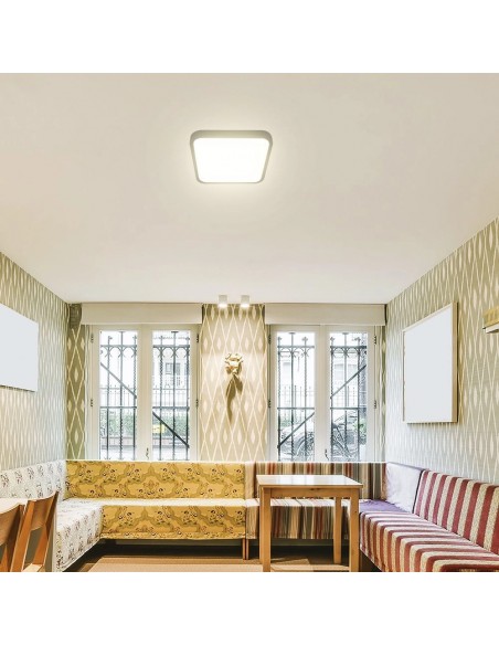 76741-24-Plafoniera LED Quadrata  Chip Samsung con Telecomando e Sensore di Movimento a Microonde Colore Nero  IP-4