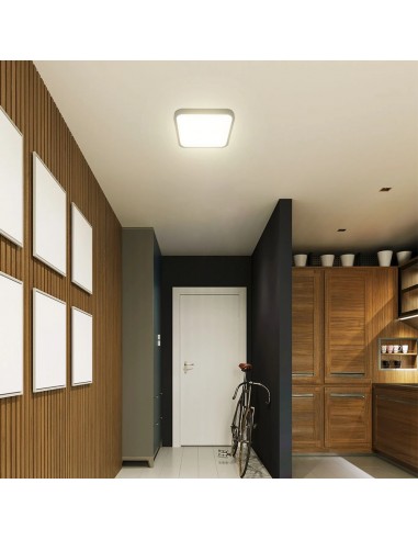 76741-24-Plafoniera LED Quadrata  Chip Samsung con Telecomando e Sensore di Movimento a Microonde Colore Nero  IP-5