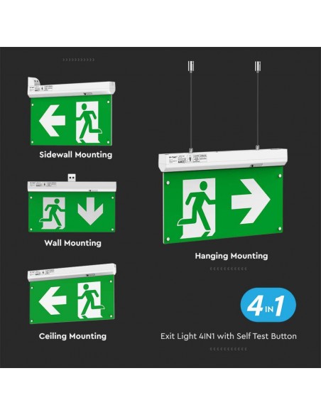 Lampada LED di emergenza con Installazione 4in1 e Pulsante di Autotest, Compatibile con Telecomando RF 6000K IP20