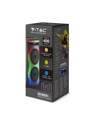 7676-Altoparlante Trolley Ricaricabile  con Microfono Cablato Telecomando e Casse  x  pollici-2