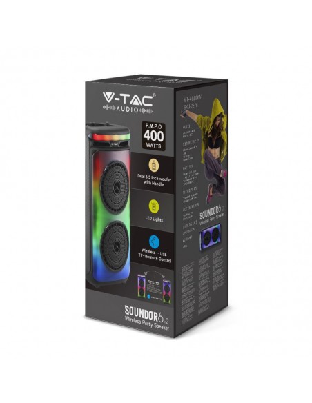 7676-Altoparlante Trolley Ricaricabile  con Microfono Cablato Telecomando e Casse  x  pollici-2