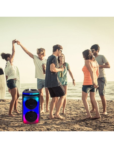 7676-Altoparlante Trolley Ricaricabile  con Microfono Cablato Telecomando e Casse  x  pollici-3