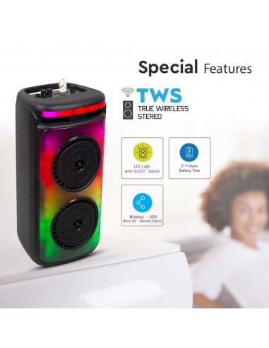 7676-Altoparlante Trolley Ricaricabile  con Microfono Cablato Telecomando e Casse  x  pollici-6