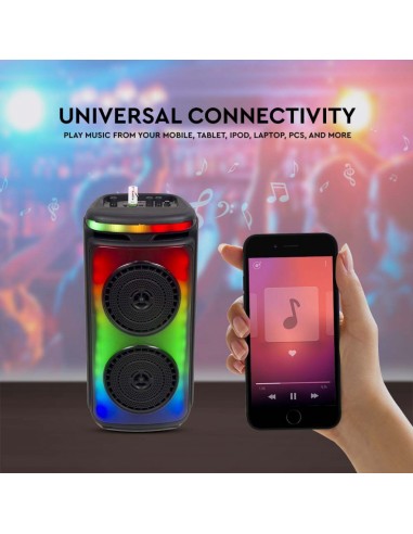 7676-Altoparlante Trolley Ricaricabile  con Microfono Cablato Telecomando e Casse  x  pollici-7