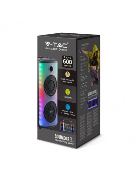 7677-Altoparlante Trolley Ricaricabile  con Microfono Cablato Telecomando e Casse  x  pollici-2