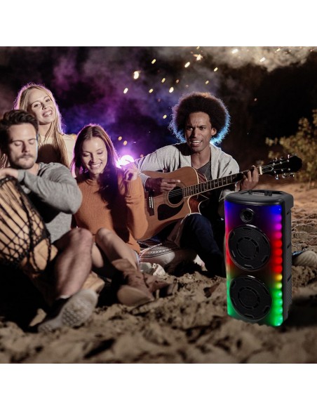 7677-Altoparlante Trolley Ricaricabile  con Microfono Cablato Telecomando e Casse  x  pollici-3