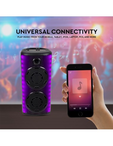 7677-Altoparlante Trolley Ricaricabile  con Microfono Cablato Telecomando e Casse  x  pollici-6