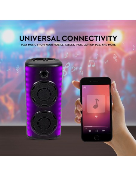 7677-Altoparlante Trolley Ricaricabile  con Microfono Cablato Telecomando e Casse  x  pollici-6