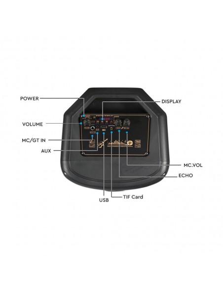 7677-Altoparlante Trolley Ricaricabile  con Microfono Cablato Telecomando e Casse  x  pollici-7