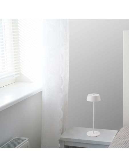 7689-Lampada LED da Tavolo  Colore Bianco in Alluminio ricaricabile con USB C Touch Dimmerabile  IP-5