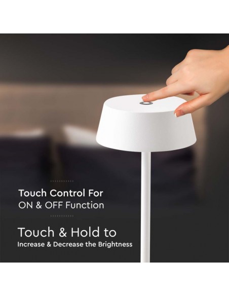 Lampada LED da Tavolo 2W Bianco in Alluminio ricaricabile con USB C Touch Dimmerabile 3000K IP54