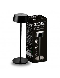 7690-Lampada LED da Tavolo  Colore Nero in Alluminio ricaricabile con USB C Touch Dimmerabile -1