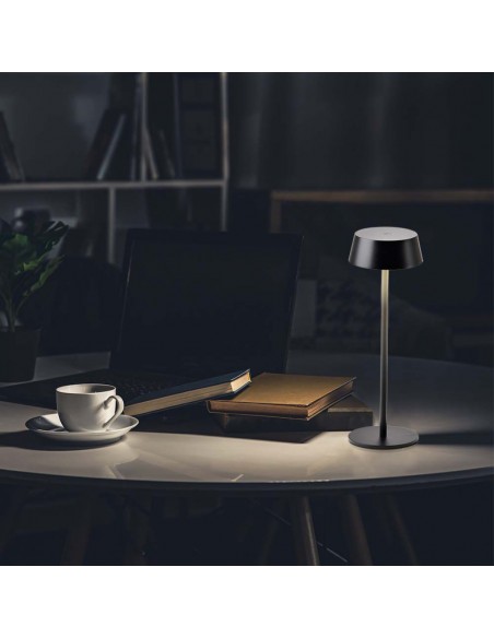 7690-Lampada LED da Tavolo  Colore Nero in Alluminio ricaricabile con USB C Touch Dimmerabile -4