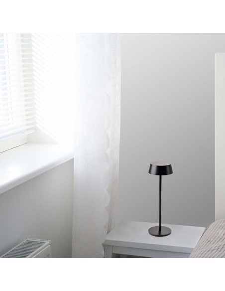 7690-Lampada LED da Tavolo  Colore Nero in Alluminio ricaricabile con USB C Touch Dimmerabile -5