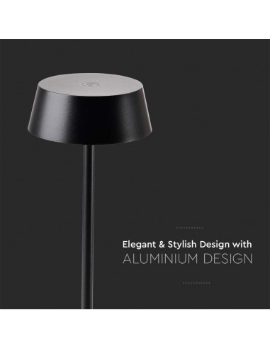 7690-Lampada LED da Tavolo  Colore Nero in Alluminio ricaricabile con USB C Touch Dimmerabile -7