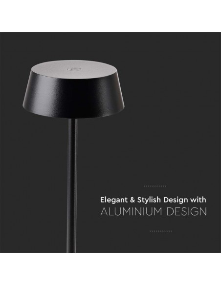 7690-Lampada LED da Tavolo  Colore Nero in Alluminio ricaricabile con USB C Touch Dimmerabile -7