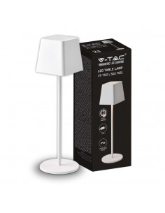7691-Lampada LED da Tavolo  Colore Bianco in Alluminio ricaricabile con USB C Touch Dimmerabile  IP-1