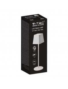 7691-Lampada LED da Tavolo  Colore Bianco in Alluminio ricaricabile con USB C Touch Dimmerabile  IP-1 2