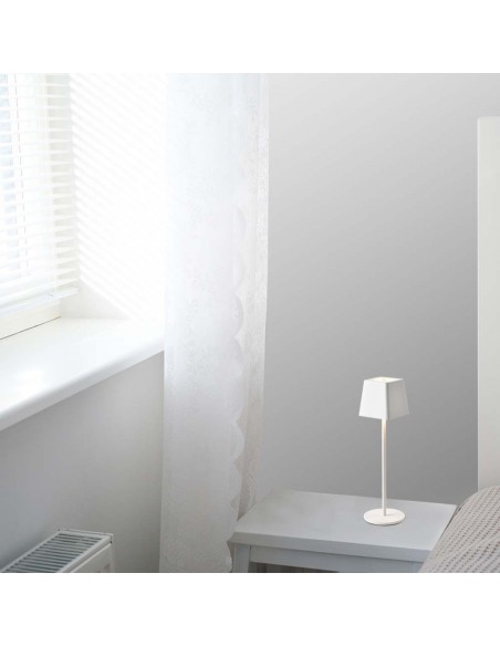 7691-Lampada LED da Tavolo  Colore Bianco in Alluminio ricaricabile con USB C Touch Dimmerabile  IP-5