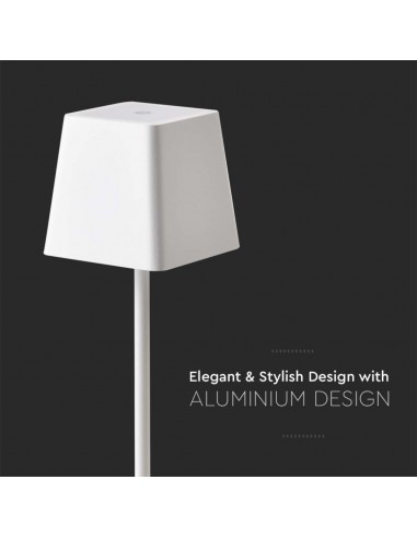 7691-Lampada LED da Tavolo  Colore Bianco in Alluminio ricaricabile con USB C Touch Dimmerabile  IP-7