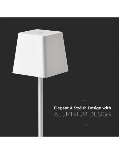 7691-Lampada LED da Tavolo  Colore Bianco in Alluminio ricaricabile con USB C Touch Dimmerabile  IP-7