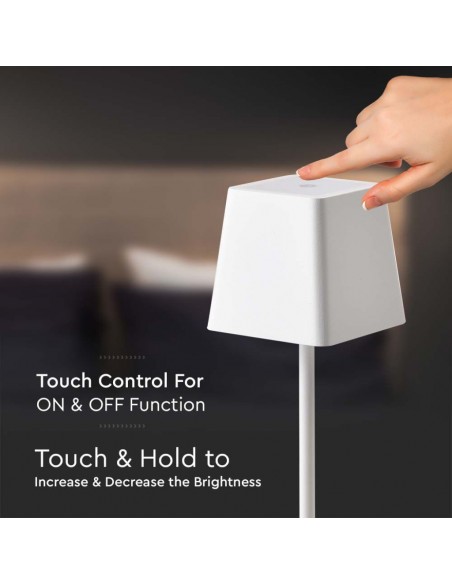 Lampada LED da Tavolo 2W Bianco in Alluminio ricaricabile con USB C Touch Dimmerabile 3000K IP54