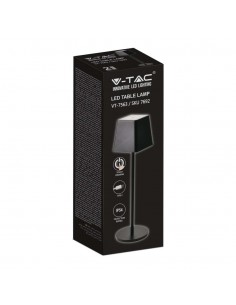 7692-Lampada LED da Tavolo  Colore Nero in Alluminio ricaricabile con USB C Touch Dimmerabile  IP-1 2