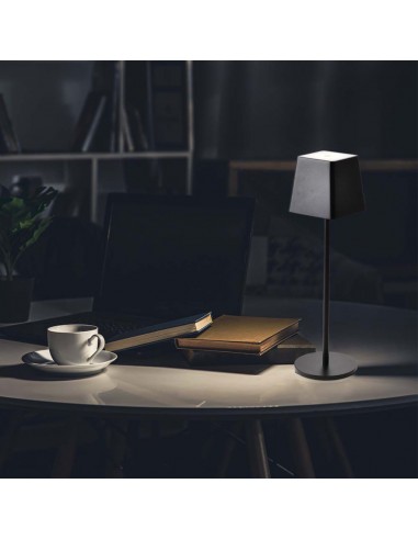 7692-Lampada LED da Tavolo  Colore Nero in Alluminio ricaricabile con USB C Touch Dimmerabile  IP-4