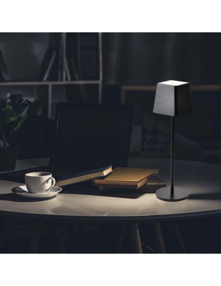 7692-Lampada LED da Tavolo  Colore Nero in Alluminio ricaricabile con USB C Touch Dimmerabile  IP-4
