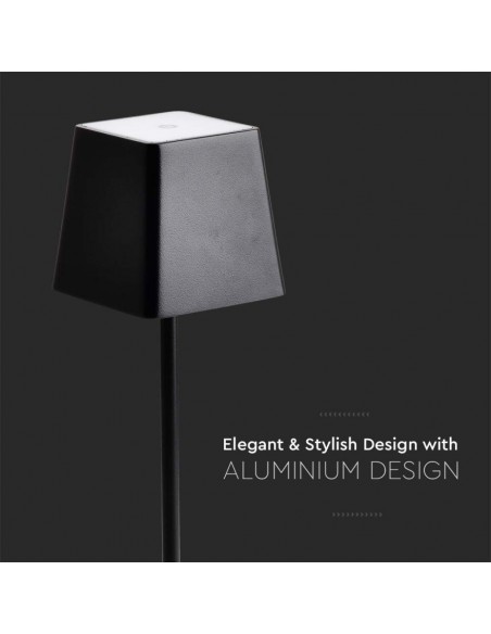 7692-Lampada LED da Tavolo  Colore Nero in Alluminio ricaricabile con USB C Touch Dimmerabile  IP-7