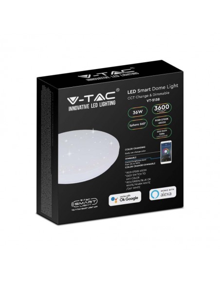 7695-Plafoniera LED Rotonda   in  Effetto Stellato Compatibile con Google Home e Amazon Alexa Dimmerabile-2