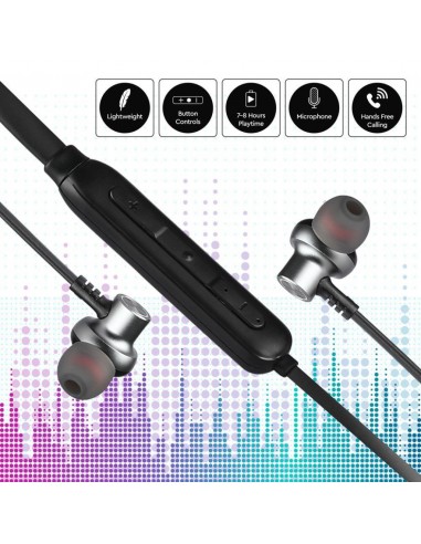 7710-Auricolari Bluetooth Collegate con Cavo mAh Colore Nero-6