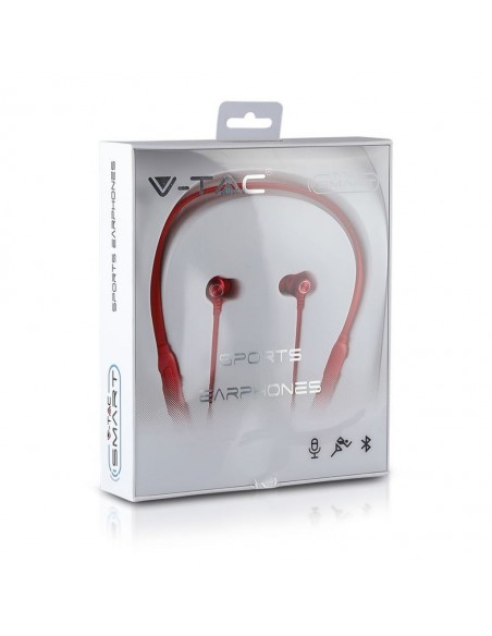 7711-Auricolari Bluetooth Collegate con Cavo mAh Colore Rosso-2