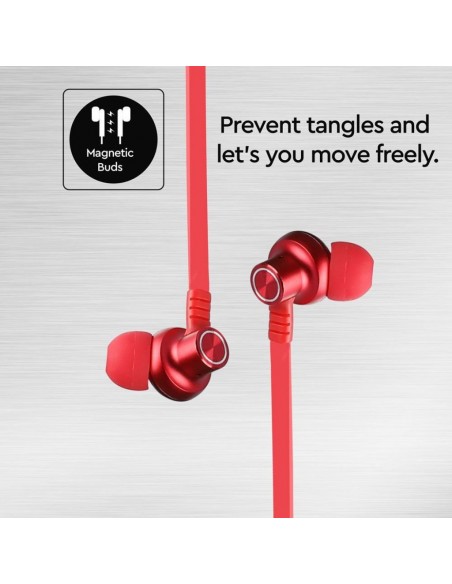 7711-Auricolari Bluetooth Collegate con Cavo mAh Colore Rosso-7