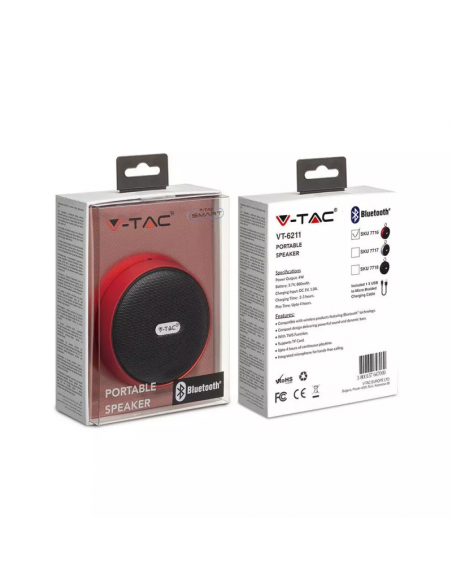 7716-Speaker Bluetooth Portatile  con Microfono e Slot per Scheda TF Batteria da mAh Colore Rosso-2