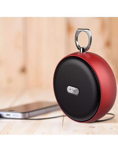 7716-Speaker Bluetooth Portatile  con Microfono e Slot per Scheda TF Batteria da mAh Colore Rosso-4