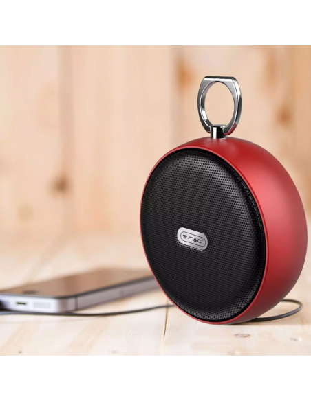 7716-Speaker Bluetooth Portatile  con Microfono e Slot per Scheda TF Batteria da mAh Colore Rosso-4
