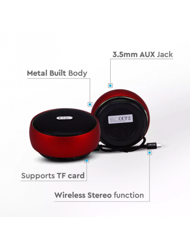 7716-Speaker Bluetooth Portatile  con Microfono e Slot per Scheda TF Batteria da mAh Colore Rosso-6