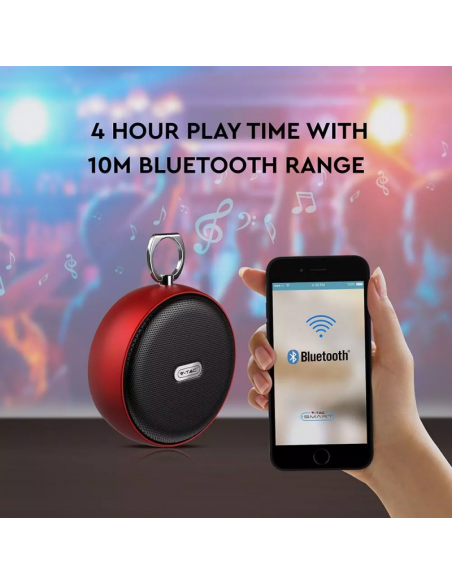 7716-Speaker Bluetooth Portatile  con Microfono e Slot per Scheda TF Batteria da mAh Colore Rosso-7