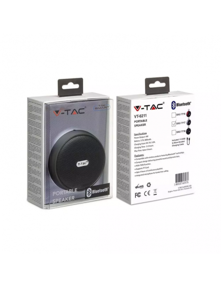 7717-Speaker Bluetooth Portatile  con Microfono e Slot per Scheda TF Batteria da mAh Colore Grigio-2