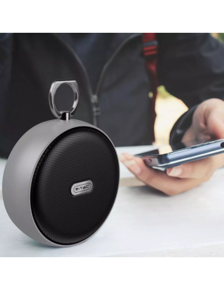 7717-Speaker Bluetooth Portatile  con Microfono e Slot per Scheda TF Batteria da mAh Colore Grigio-4